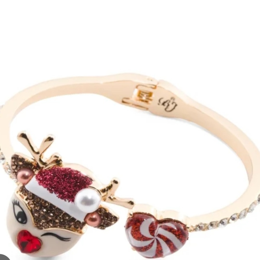 Festive Reindeer Bracelet with Red and Gold Accents Betsey Johnson Santa Baby